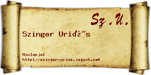 Szinger Uriás névjegykártya